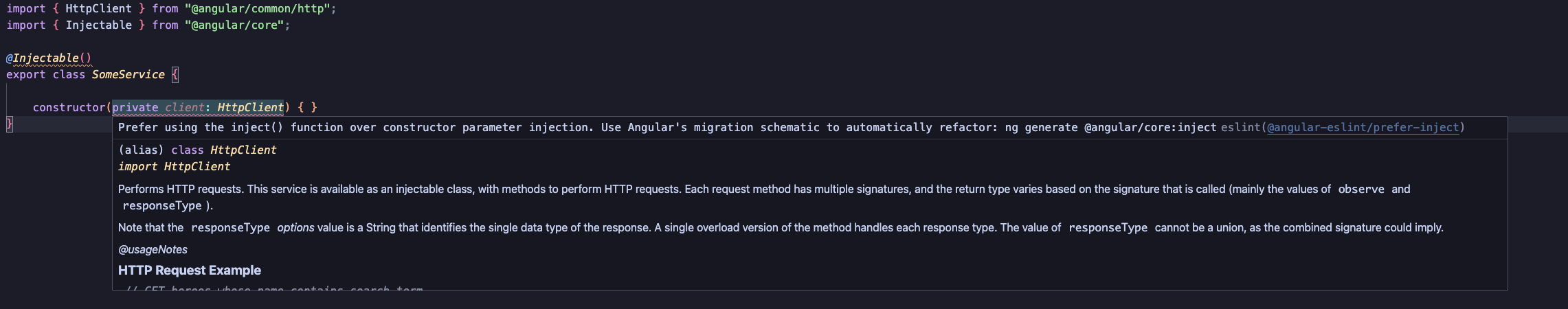 ESLint Warning for Constructor Injection